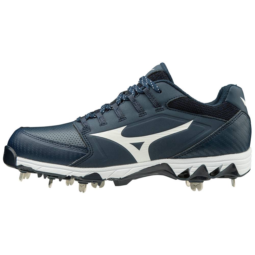 Womens Mizuno 9-Spike Swift 6 Low Metal Softball Cleats Navy/White Philippines (ZYKTGV403)